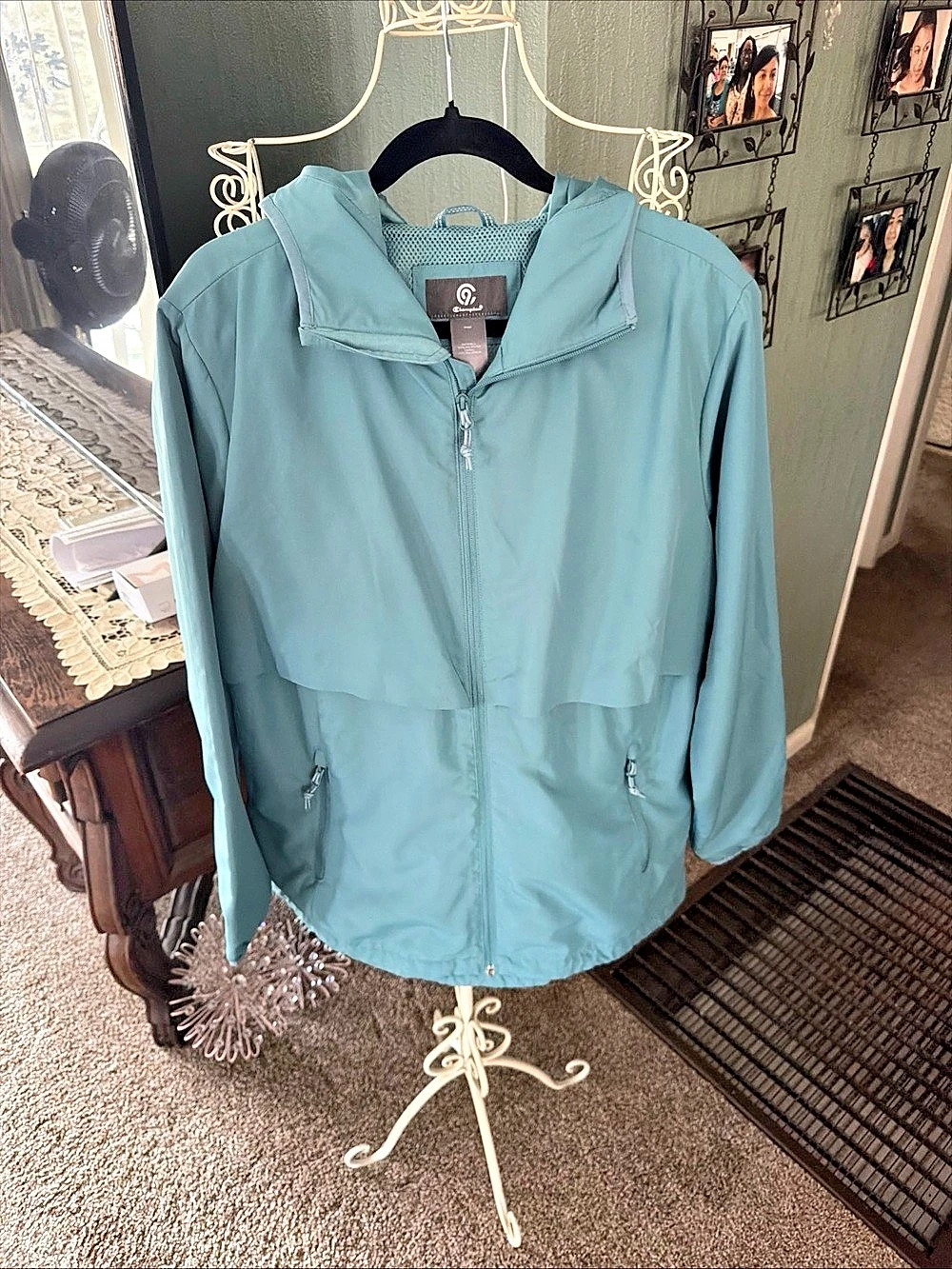 Champion Women's Hooded Windbreaker Jacket Teal Blue XXL NWOT